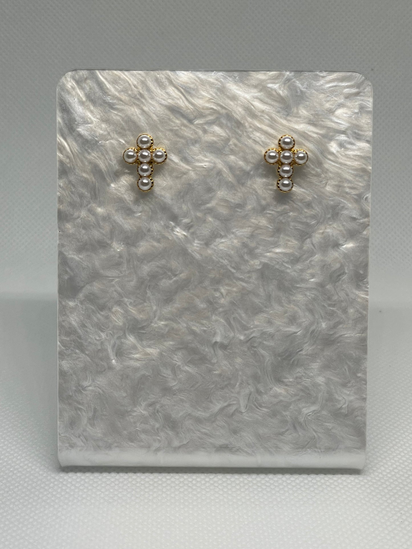 Pearl Cross Ear Studs