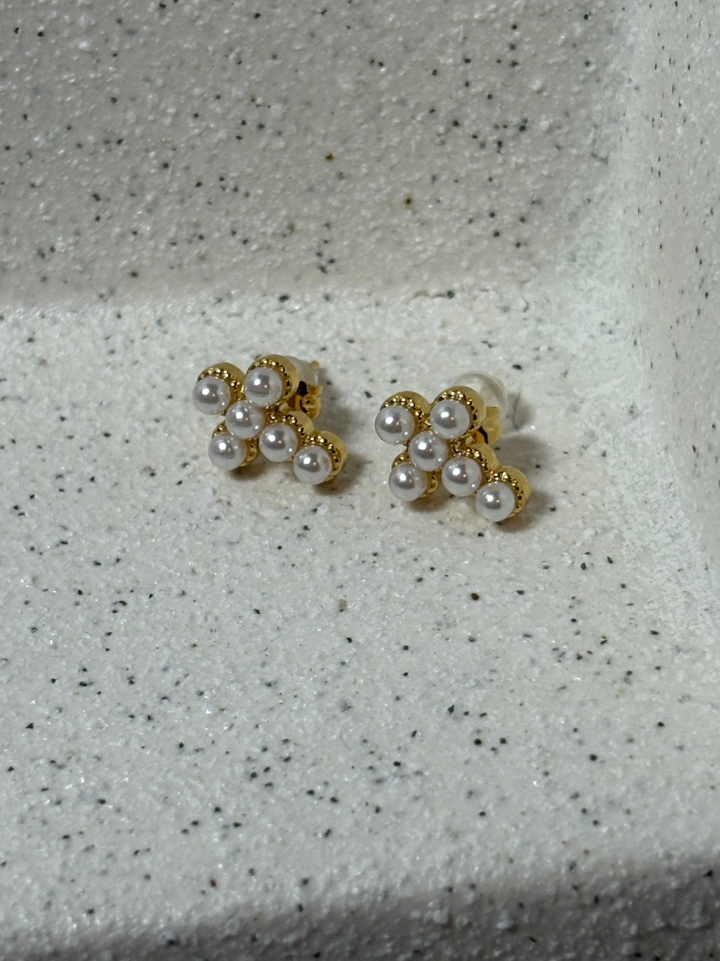 Pearl Cross Ear Studs