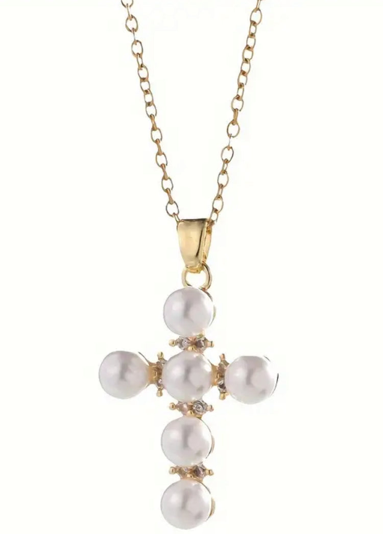 Cross Pearl Necklace