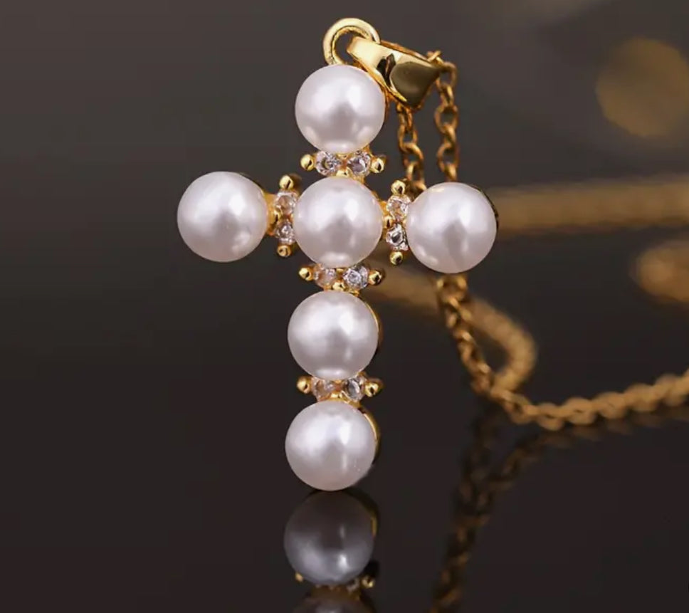 Cross Pearl Necklace